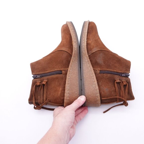 NEW Born Women's Viana Leather Suede Ankle Wedge Booties Brown Size 8 - Picture 5 of 7